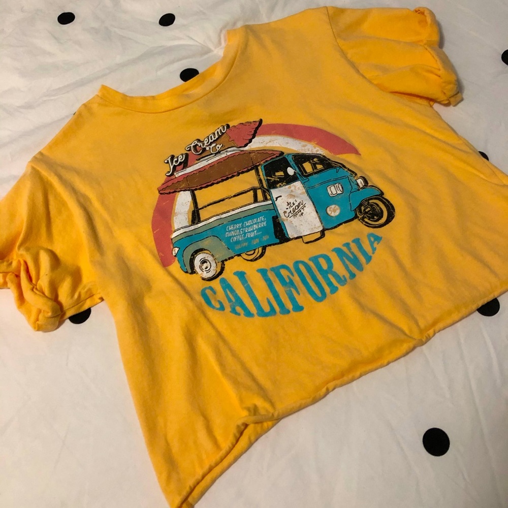 Yellow California Ice cream truck crop top
